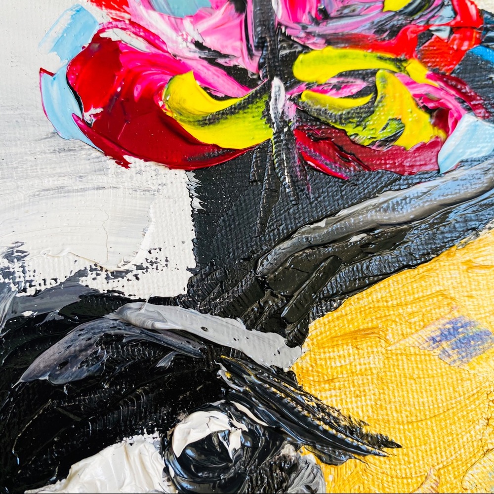 Cow Wall Art Butterflies Painting Original Canvas - Picture 9 of 13